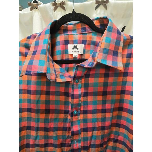 Men's Winston colorful plaid long sleeve button down dress shirt size 2XLT - Picture 2 of 10